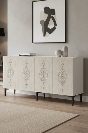 KA1529BT HÜMA Konsol ve Tv Sehpası Beyaz-Traverten 150cm