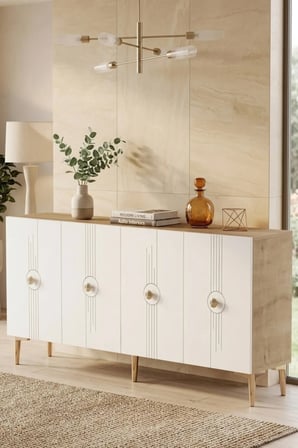 KA1543DBG LURA Konsol ve TV Sehpası SAFİRMEŞE-BEYAZ-GOLD 150CM