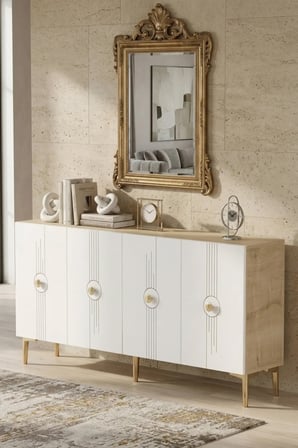 KA1543DBG LURA Konsol ve TV Sehpası SAFİRMEŞE-BEYAZ-GOLD 150CM