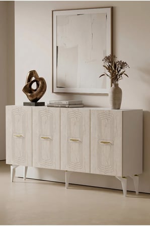 KA1545BTG RIVA Konsol ve TV Sehpası BEYAZ-TRAVERTEN-GOLD 150CM