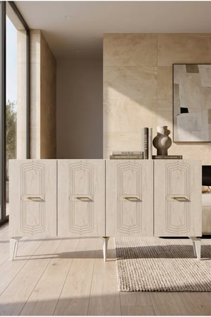 KA1545BTG RIVA Konsol ve TV Sehpası BEYAZ-TRAVERTEN-GOLD 150CM