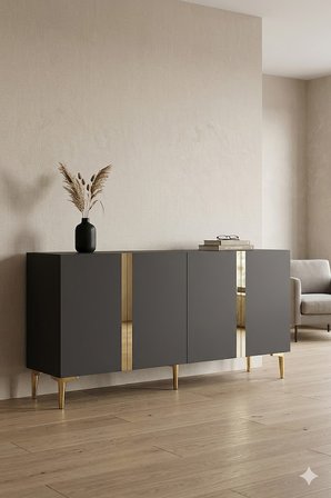 KA1598AG ANKA Konsol ve Tv Sehpası Antrasit-Gold 150cm