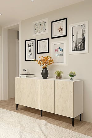KA1599BT APLOS Konsol ve TV Sehpası BEYAZ-TRAVERTEN 150CM