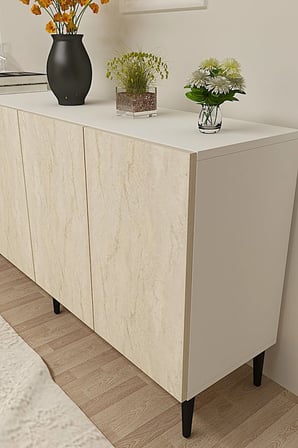 KA1599BT APLOS Konsol ve TV Sehpası BEYAZ-TRAVERTEN 150CM