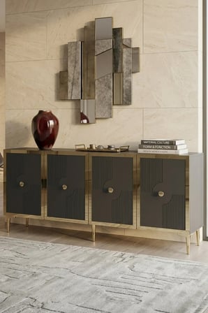 KA1811AG PEGA Konsol ve TV Sehpası ANTRASİT-GOLD 180CM