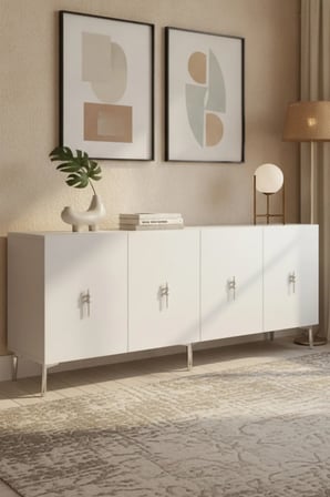 KA1812BS SALKIM Konsol ve TV Sehpası BEYAZ-SILVER 180CM