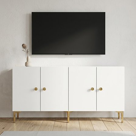KA1817BG SİMPLE Konsol ve Tv Sehpası Beyaz-Gold 180cm