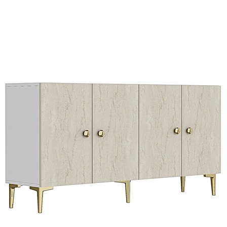 KA1817BTG SİMPLE Konsol ve Tv Sehpası Beyaz-Traverten-Gold 180cm
