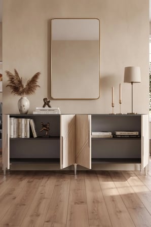 KA1828ATS EVVA Konsol ve TV Sehpası ANTRASİT-TRAVERTEN-SILVER 180CM