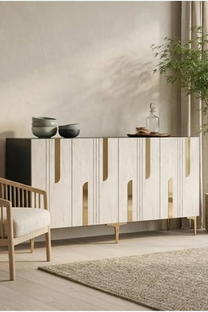 KA1831ATG NOTA Konsol ve TV Sehpası ANTRASİT-TRAVERTEN-GOLD 180CM
