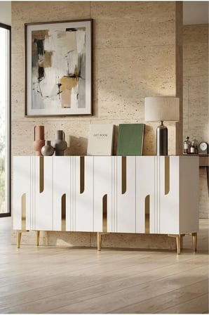 KA1831BG NOTA Konsol ve TV Sehpası BEYAZ-GOLD 180CM