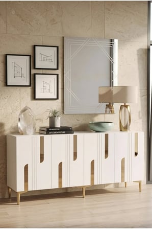 KA1831BG NOTA Konsol ve TV Sehpası BEYAZ-GOLD 180CM