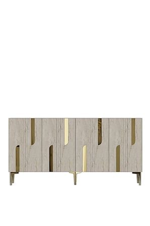 KA1831BTG NOTA Konsol ve TV Sehpası BEYAZ-TRAVERTEN-GOLD 180CM