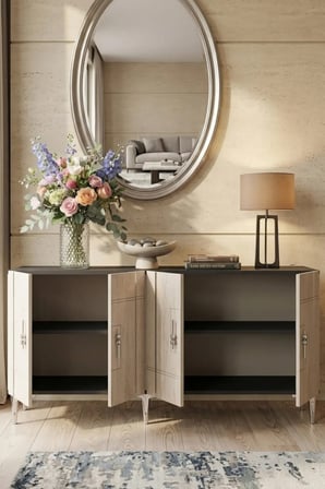 KA1842ATS MADE Konsol ve TV Sehpası ANTRASİT-TRAVERTEN-SILVER 180CM