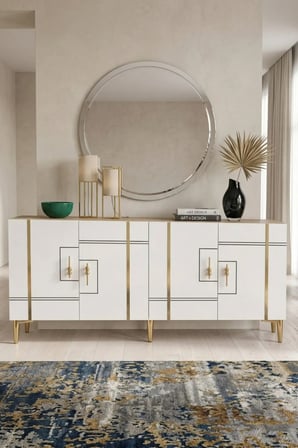 KA1842DBG MADE Konsol ve TV Sehpası SAFİRMEŞE-BEYAZ-GOLD 180CM