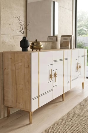 KA1842DBG MADE Konsol ve TV Sehpası SAFİRMEŞE-BEYAZ-GOLD 180CM