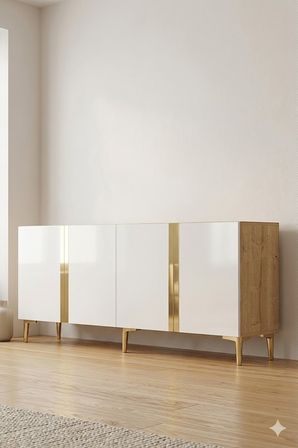 KA1898DBG ANKA Konsol ve Tv Sehpası Safirmeşe-Beyaz-Gold 180cm