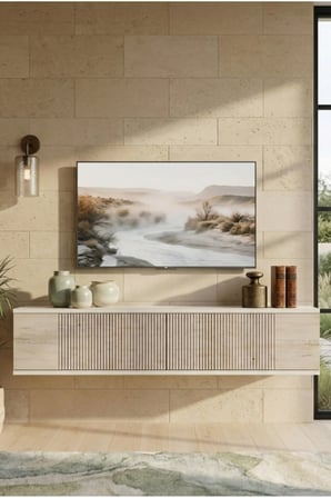 TDA1204BT CORSA Duvara Montaj TV Sehpası BEYAZ-TRAVERTEN 120CM