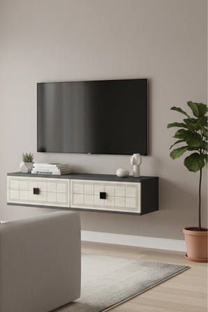 TDA1205AT YUKA Duvara Montaj TV Sehpası ANTRASİT-TRAVERTEN 120CM