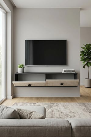 TDA1205AT YUKA Duvara Montaj TV Sehpası ANTRASİT-TRAVERTEN 120CM
