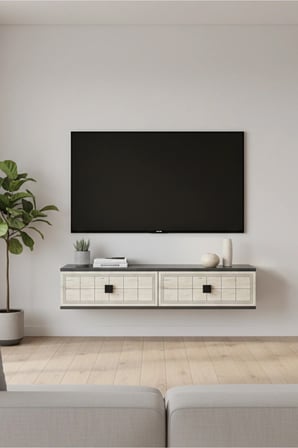 TDA1205AT YUKA Duvara Montaj TV Sehpası ANTRASİT-TRAVERTEN 120CM