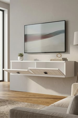 TDA1205B YUKA Duvara Montaj TV Sehpası BEYAZ 120CM