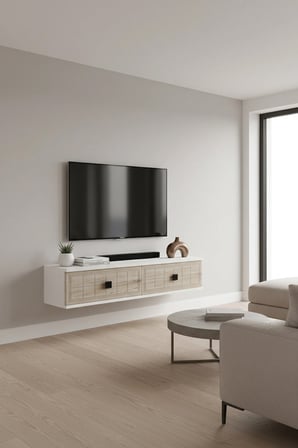 TDA1205BT YUKA Duvara Montaj TV Sehpası BEYAZ-TRAVERTEN 120CM
