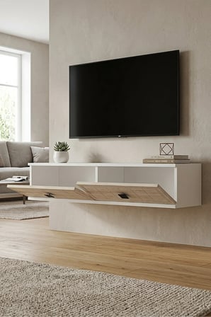 TDA1205BT YUKA Duvara Montaj TV Sehpası BEYAZ-TRAVERTEN 120CM