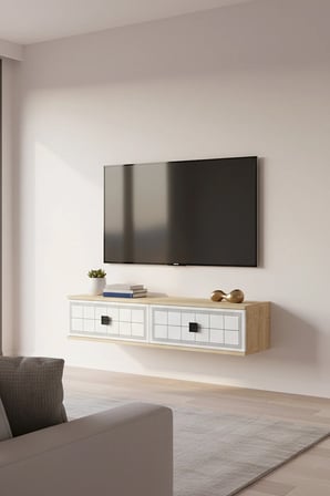 TDA1205DB YUKA Duvara Montaj TV Sehpası SAFİRMEŞE-BEYAZ 120CM
