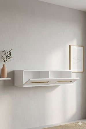 TDA1220BG RANY Duvara Montaj Tv Sehpası Beyaz-Gold 120cm