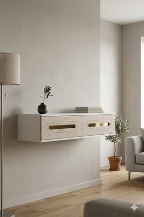 TDA1220BTG RANY Duvara Montaj Tv Sehpası Beyaz-Traverten-Gold 120cm