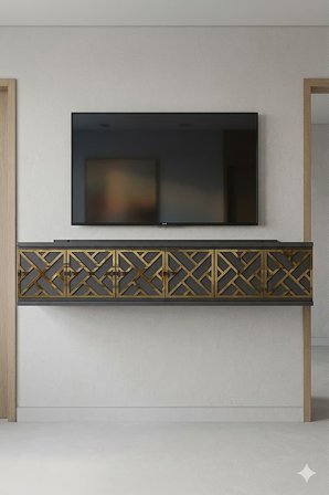 TDA1238AG AREX Duvara Montaj Tv Sehpası Antrasit-Gold 120cm