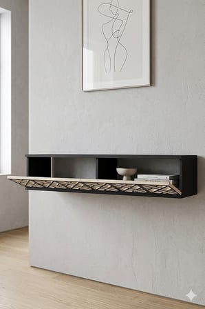 TDA1238ATG AREX Duvara Montaj Tv Sehpası Antrasit-Traverten-Gold 120cm