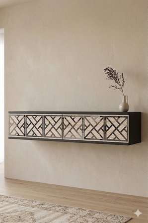 TDA1238ATS AREX Duvara Montaj Tv Sehpası Antrasit-Traverten-Silver 120cm