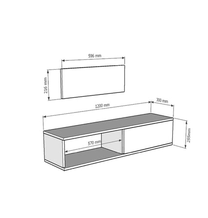 TDA1238BTG AREX Duvara Montaj Tv Sehpası Beyaz-Traverten-Gold 120cm