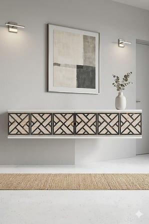 TDA1238BTS AREX Duvara Montaj Tv Sehpası Beyaz-Traverten-Silver 120cm
