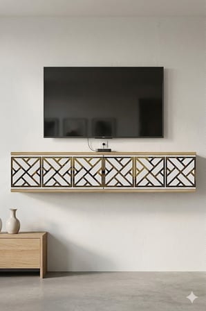 TDA1238DBG AREX Duvara Montaj Tv Sehpası Safirmeşe-Beyaz-Gold 120cm