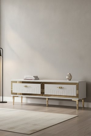 TSA1204BG TUNA Tv Sehpası Beyaz-Gold 120cm