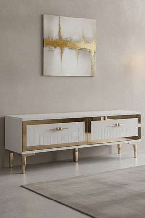 TSA1204BG TUNA Tv Sehpası Beyaz-Gold 120cm