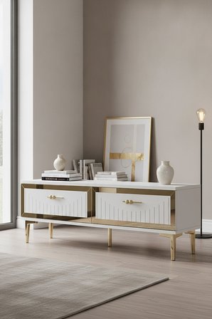 TSA1204BG TUNA Tv Sehpası Beyaz-Gold 120cm