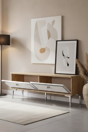 TSA1204DBS TUNA Tv Sehpası Safirmeşe-Beyaz-Silver 120cm