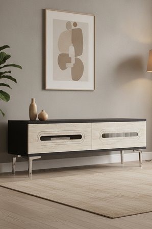 TSA1220ATS RANY Tv Sehpası Antrasit-Traverten-Silver 120cm