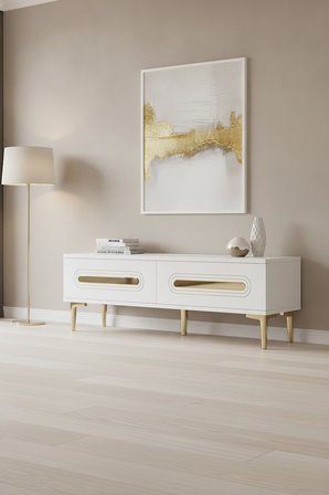 TSA1220BG RANY Tv Sehpası Beyaz-Gold 120cm