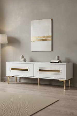 TSA1220BG RANY Tv Sehpası Beyaz-Gold 120cm