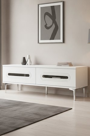 TSA1220BS RANY Tv Sehpası Beyaz-Silver 120cm