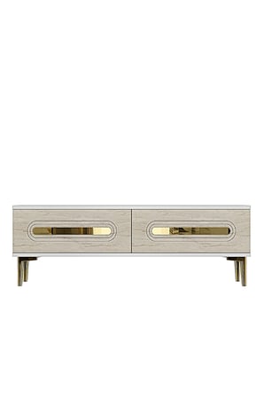 TSA1220BTG RANY Tv Sehpası Beyaz-Traverten-Gold 120cm