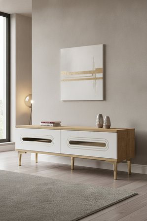 TSA1220DBG RANY Tv Sehpası Safirmeşe-Beyaz-Gold 120cm
