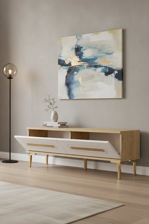 TSA1220DBG RANY Tv Sehpası Safirmeşe-Beyaz-Gold 120cm