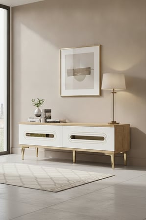 TSA1220DBG RANY Tv Sehpası Safirmeşe-Beyaz-Gold 120cm
