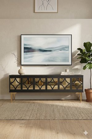 TSA1236AG ÖZ Tv Sehpası Antrasit-Gold 180cm